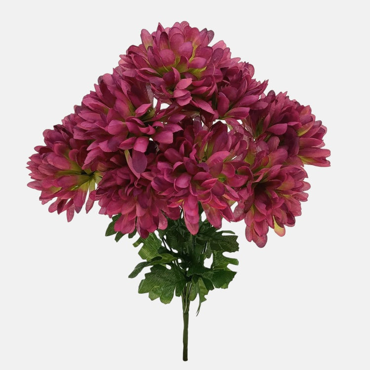 Krüsanteem kunstlillekimp Burgundia-roheline 42 cm - Kunstlilled