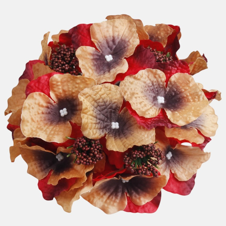 Hortensia kunstlillepea punane/kollane Ø16 cm - Kunstlilled