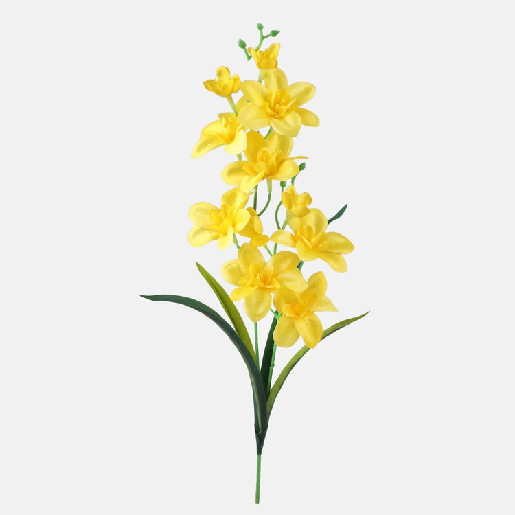 Kollane satiinorhidee kunstlill 50 cm - Kunstlilled