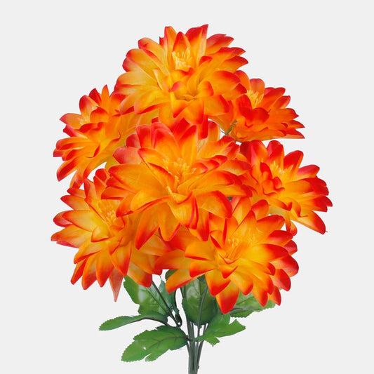 Dahlia kunstlillebukett oranžikaspunane serv 50 cm - Kunstlilled