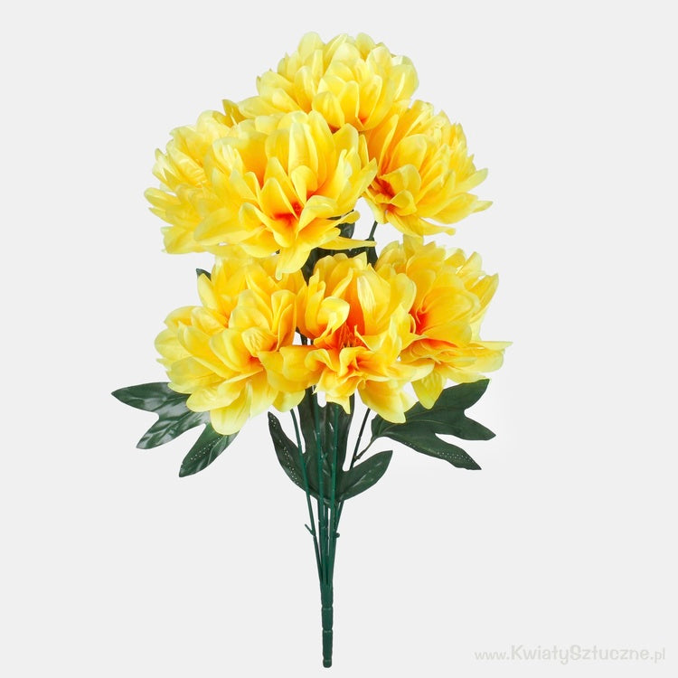 Kollane läikiv daalia kunstlillekimp 70 cm - Kunstlilled