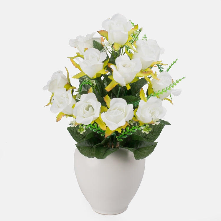 Kermanvärinen ruusu tekokukkakimppu 42 cm - Tekokukat