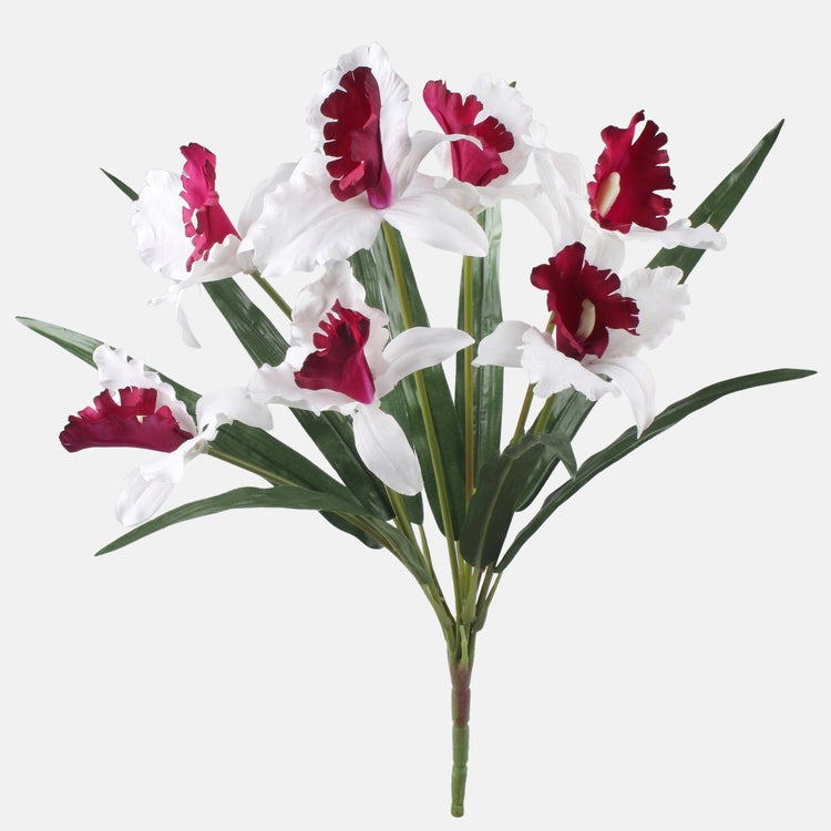 Orhidee kunstlillekimp kreemjas-burgundia 50 cm - Kunstlilled