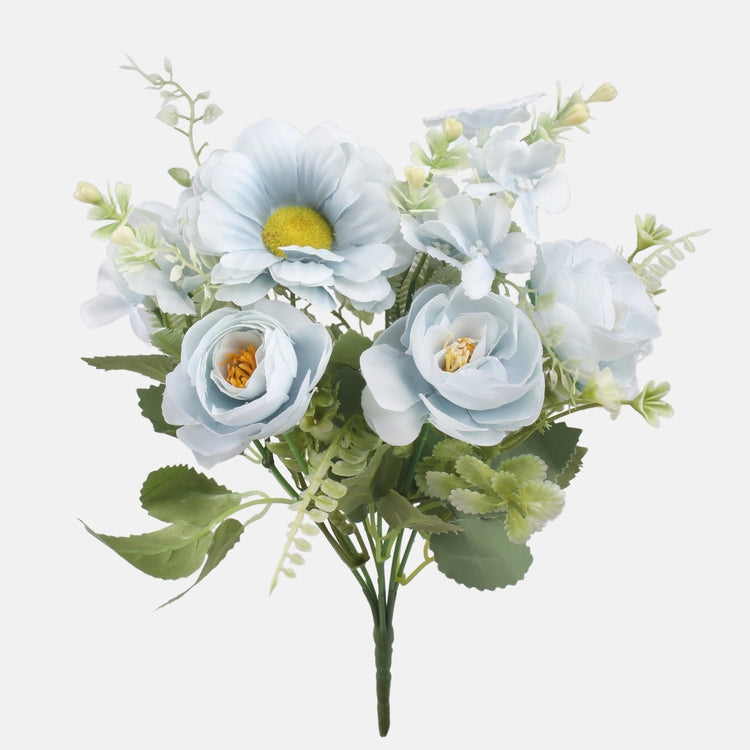 Sinine tsinnia-camelia kunstlillekimp 30 cm - Kunstlilled