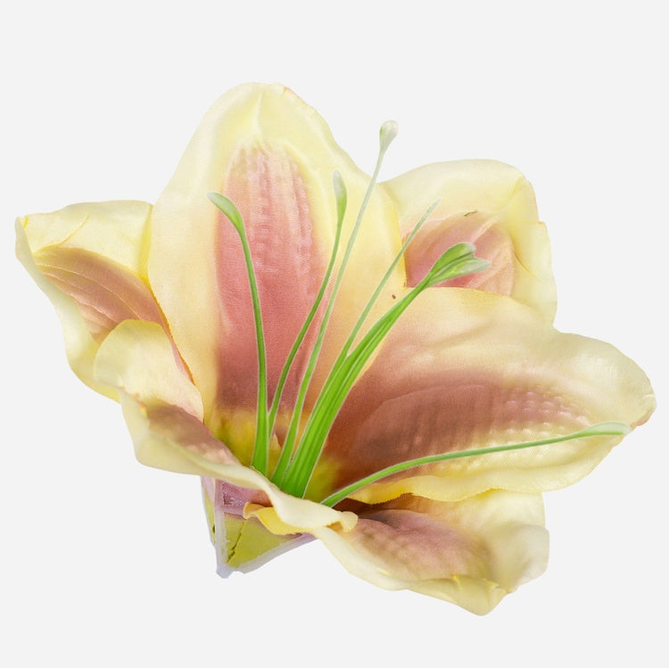 Satiinmarüllist kunstlillepea helekollane-lilla 12 cm - Kunstlilled