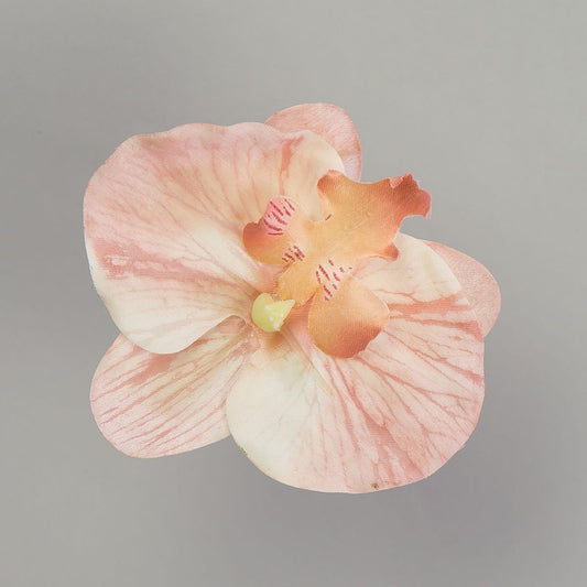 Beige/ruskea tekoorkidean kukkapää, satiini, 11 cm, 12 kpl