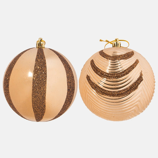 Kullanvärinen joulukuusenpallo glitter 10 cm 6 kpl - Tekokukat