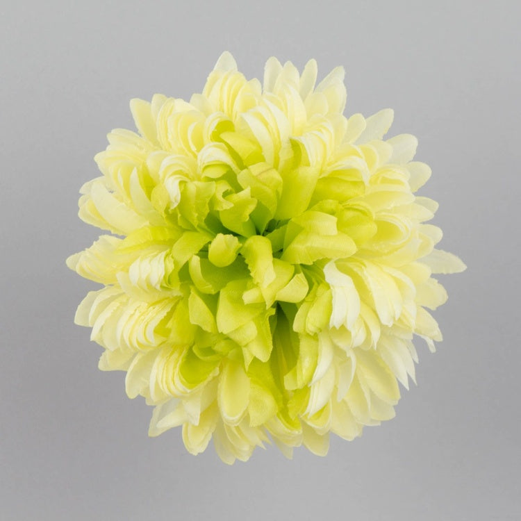Krüsanteemi kunstlillepea helekollane-roheline Ø14 cm - Kunstlilled