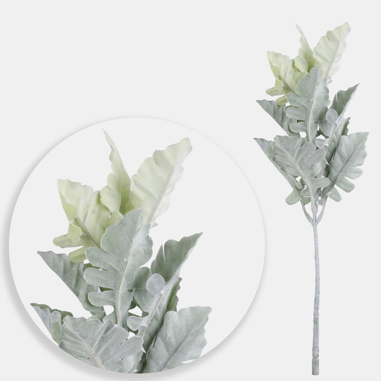 Hõbedane lehtoksa roheline 37 cm - Kunstlilled