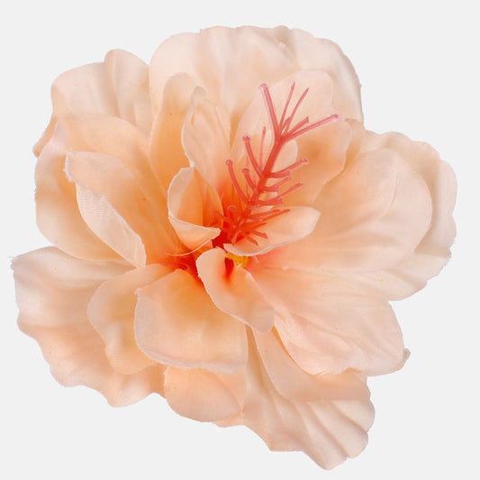 Persikanvärinen satiinihibiskus tekokukan pää Ø14 cm - Tekokukat