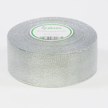 Hopeanvärinen koristenauha, kimalle, 38 mm