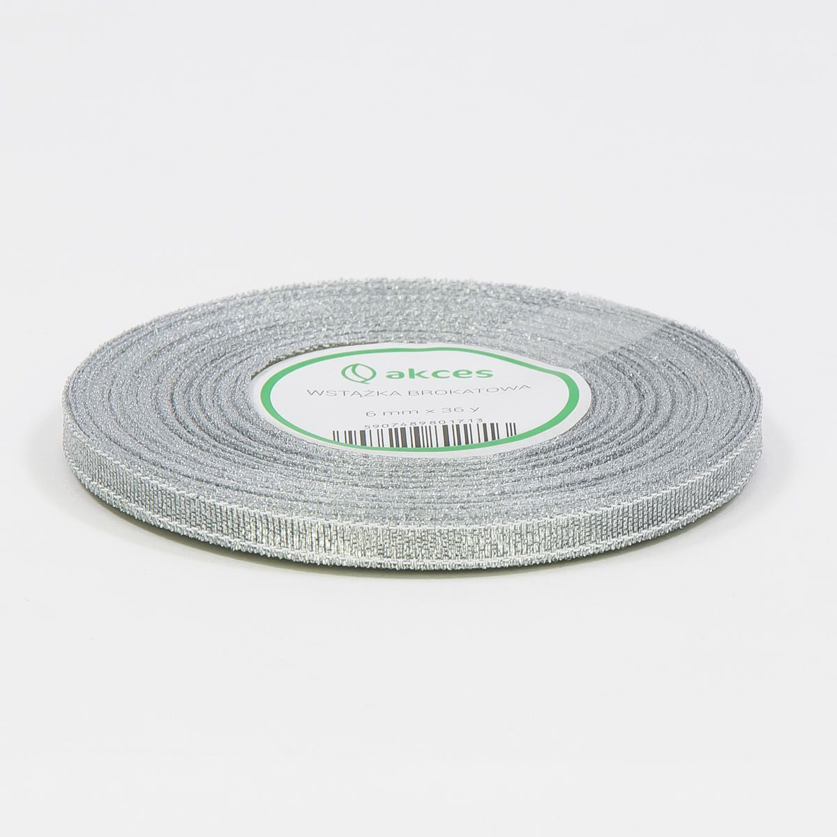 Hopeanvärinen koristenauha, kimalle, 6 mm