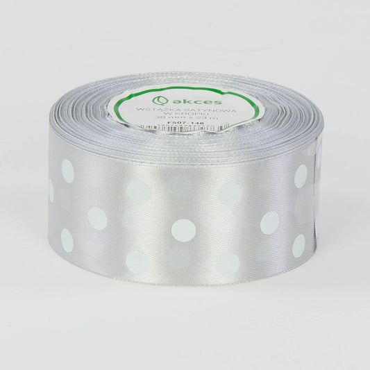 Hopeanvärinen koristenauha, satiini, 38 mm