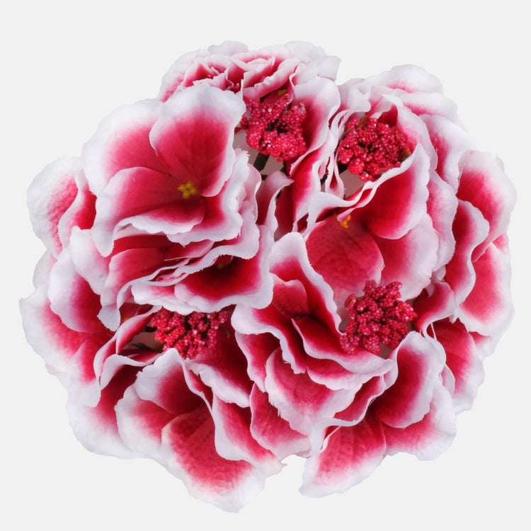 Burgundia valge hortensia kunstlillepea satiin Ø19 cm - Kunstlilled