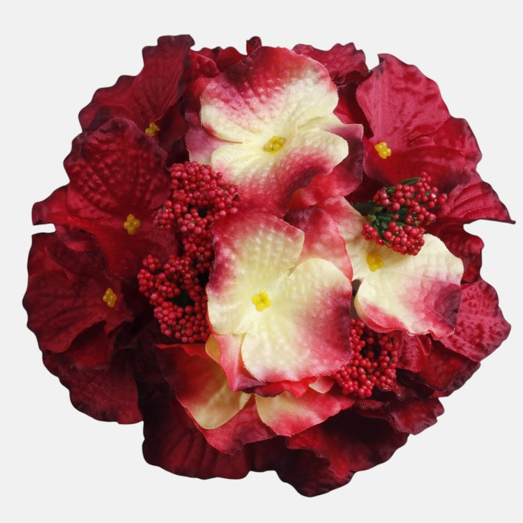 Hortensia kunstlillepea Burgundia-kreem Ø16 cm - Kunstlilled