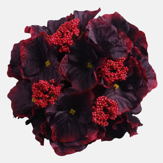 Burgundia Hortensia kunstlillepea Ø16 cm - Kunstlilled