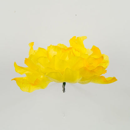 Keltainen tekopionin kukkapää, 5 cm, 12 kpl