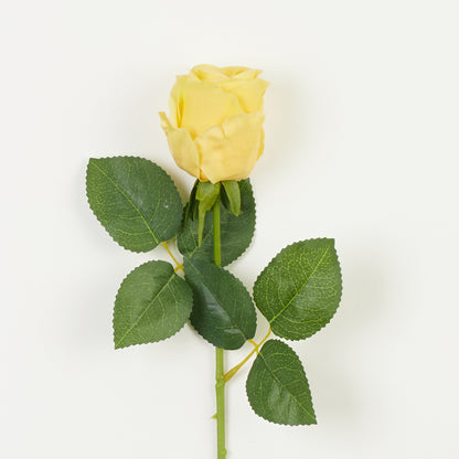 Keltainen tekoruusun kukkavarsi, 45 cm