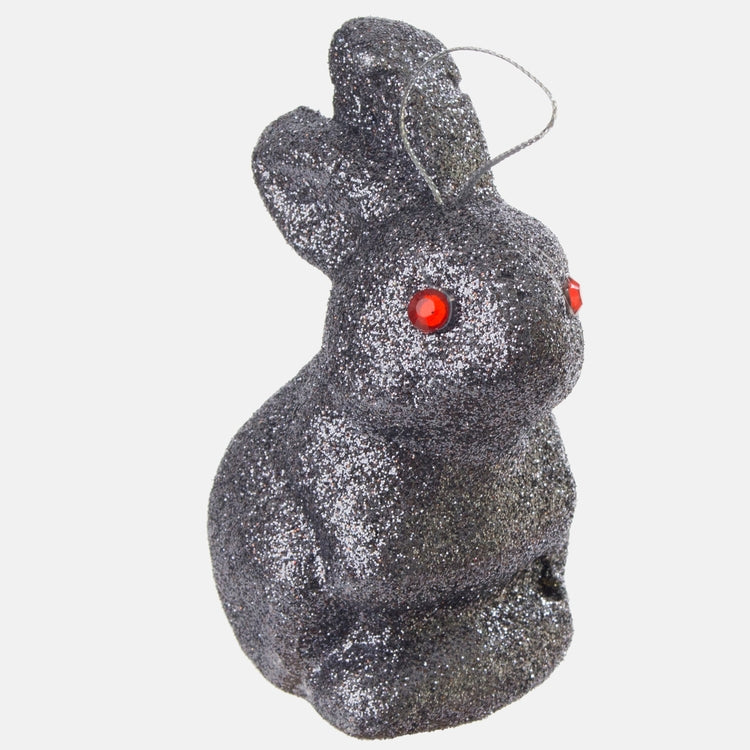 Glitter bunny gray 9,5 cm 4 tk - Kunstlilled