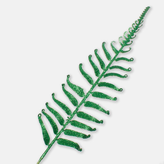 Vihreä glitter-saniaislehti 37 cm - Tekokukat
