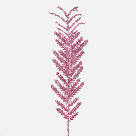 Vaaleanpunainen saniaisen oksa glitter 33 cm - Tekokukat