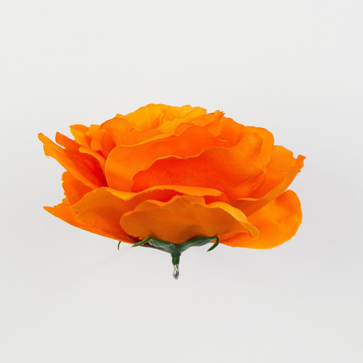 Oranssi tekoruusun kukkapää, satiini, 7 cm, 12 kpl