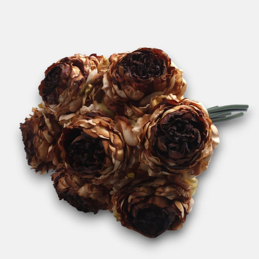 Pruuni pojengi kunstlillekimp 27 cm - Kunstlilled