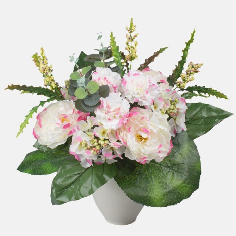 Kermanvärinen pioni-hortensia-neilikka tekokukkakimppu 50 cm - Tekokukat