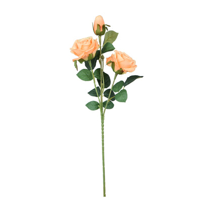 Persikanvärinen tekoruusun kukkavarsi, 58 cm
