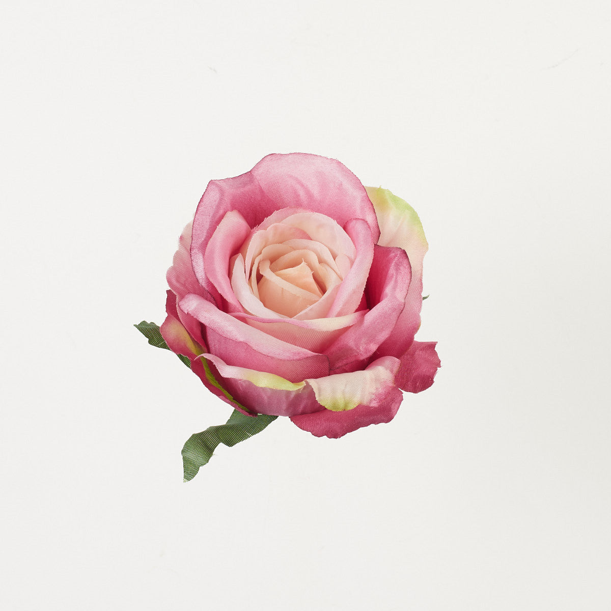 Persikka/violetti tekoruusun kukkapää, 9 cm