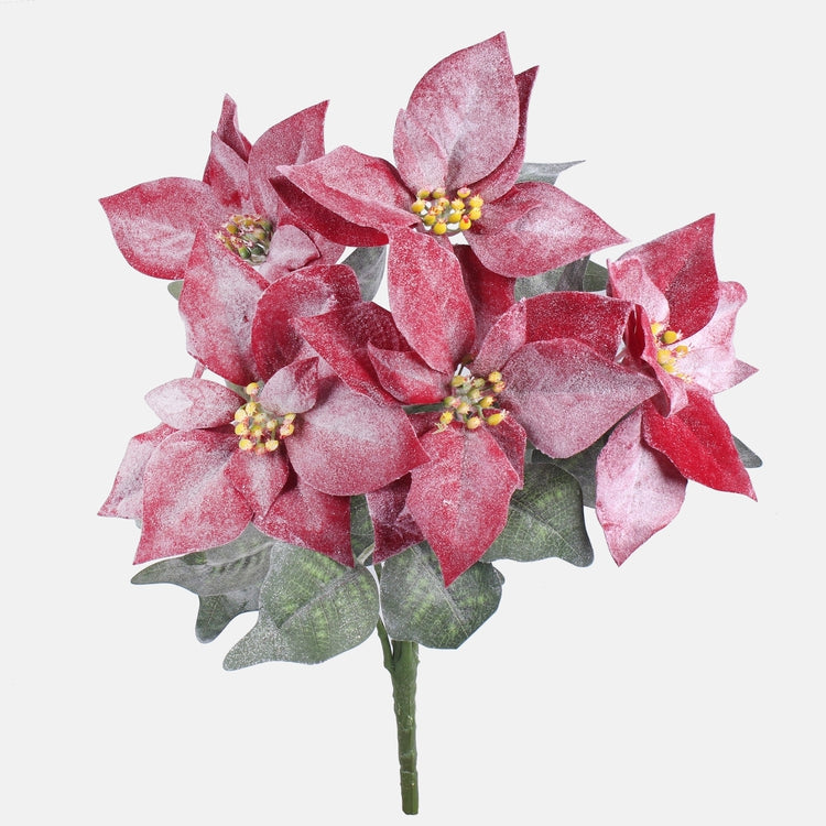 Punase sametise jõulutähe kunstlillekimp 50 cm - Kunstlilled