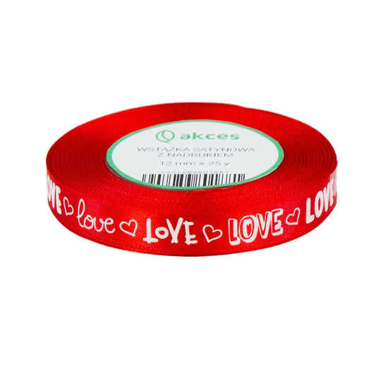Punainen koristenauha, satiini, 1.2 cm