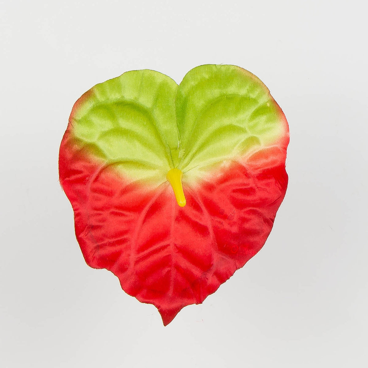 Punainen/vihreä flamingonkukka – tekokukkapää, 14 cm, 12 kpl