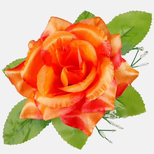 Oranž satiinroosi kunstlillepea Ø10 cm - Kunstlilled