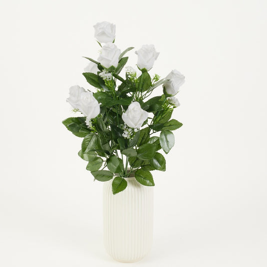 Valkoinen ruusukimppu 51 cm - Tekokukat