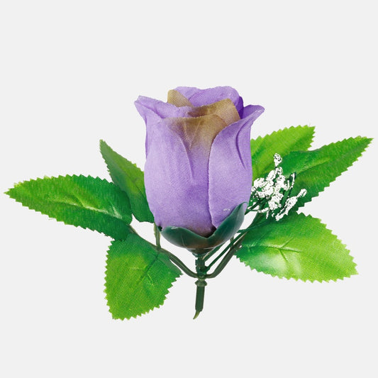 Liilanvärinen ruusunuppu tekokukkapää 6 cm - Tekokukat