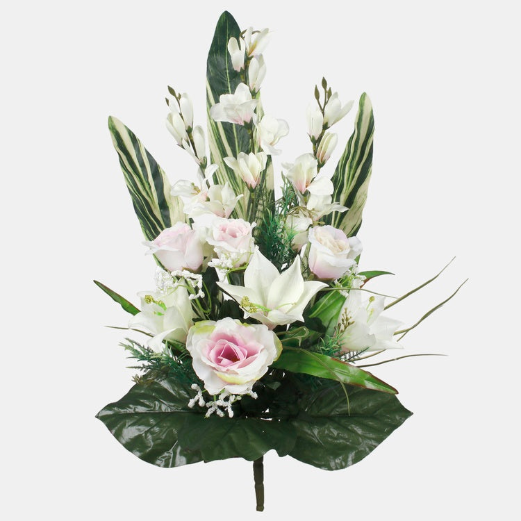 Kunstlillebukett roosiliilia gladioolikreem 68 cm - Kunstlilled