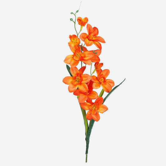Oranž satiinist orhidee kunstlill 50 cm - Kunstlilled