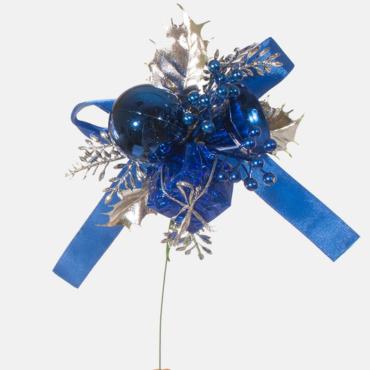 Sininen joulukoristeoksa 25 cm - Tekokukat