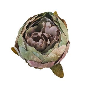 Violetti-vihreä pionin kukkapää Ø9 cm, nuppumainen