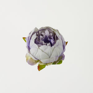 Valko-violetti pionin kukkapää Ø8 cm, nuppumainen