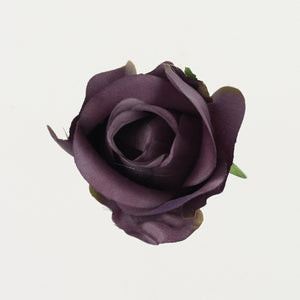 Keltainen/violetti satiininen ruusun kukkapää Ø7 cm