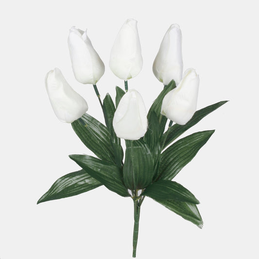 Valkoinen tulppaani tekokukkakimppu 33 cm - Tekokukat