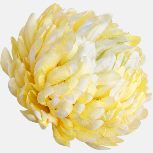 Vaalea keltainen tekokrysanteemin kukkapää, 15 cm