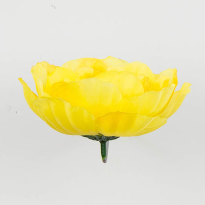 Vaalea keltainen tekopionin kukkapää, 6 cm, 12 kpl