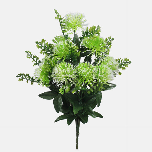 Vaalea/vihreä/valkoinen tekoohdakkeen kimppu, 34 cm