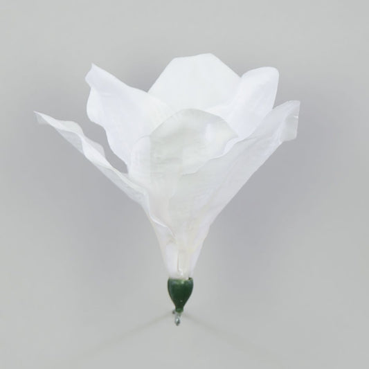 Valkoinen amaryllis – tekokukkapää, satiini, 13 cm, 12 kpl