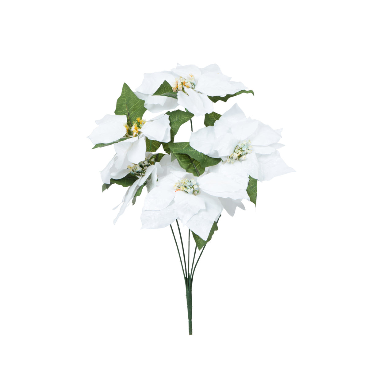 Valkoinen joulutähti – tekokukkakimppu, 50 cm