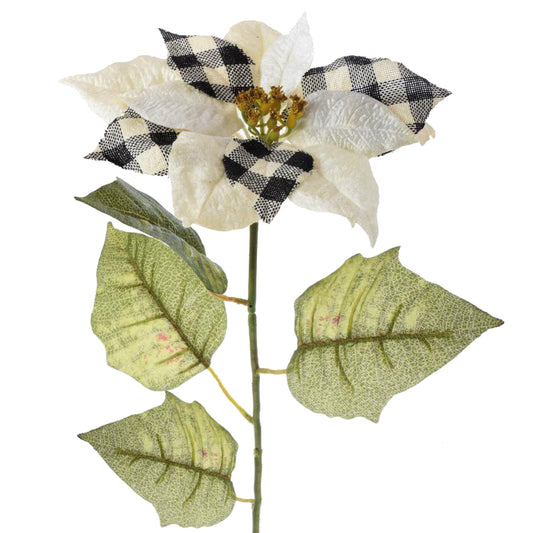 Valkoinen/musta joulutähti – tekokukka, 75 cm