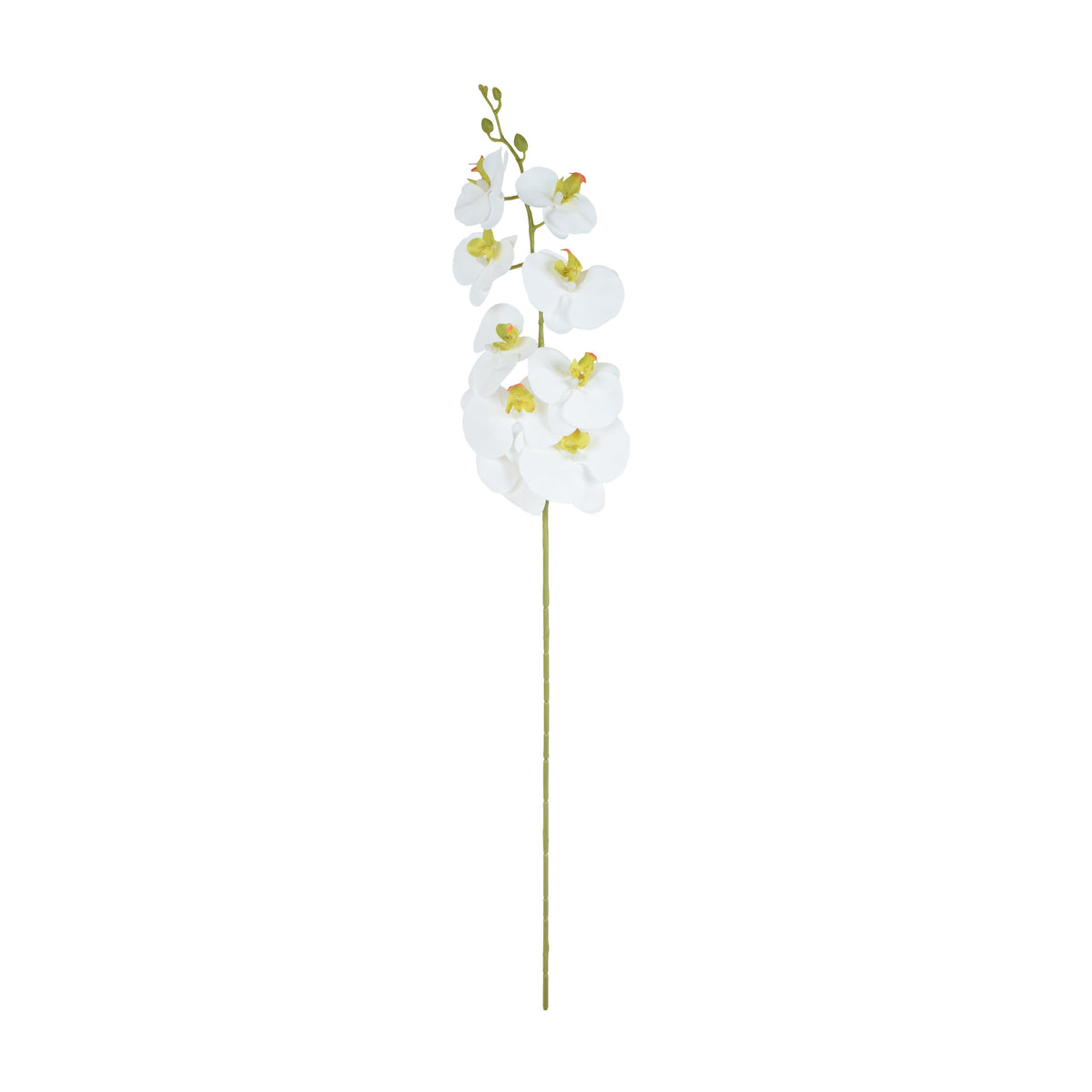 Valkoinen tekoorkidean kukkavarsi, kumipinta, 102 cm